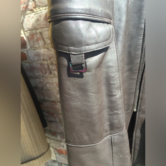 WOMENS VINTAGE JONES NEW YORK 3/4 LENGTH BUTTER-SOFT BROWN LEATHER COAT M - Picture 5 of 12